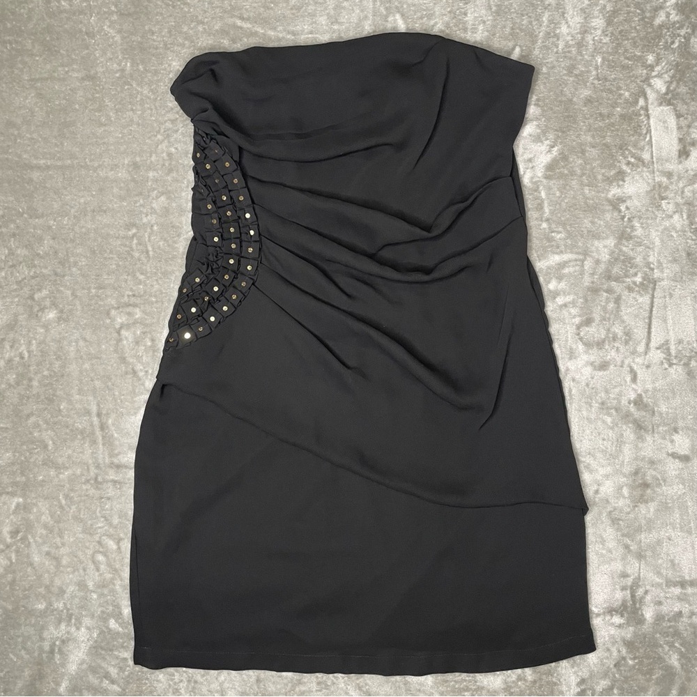 Johnathan Martin Black Strapless Ruched Cocktail Dress Size 14